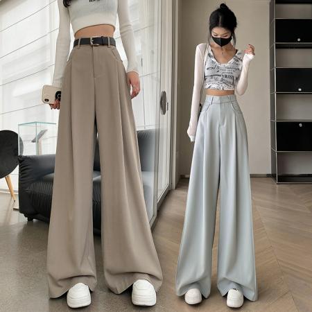 RM33722#高端丝滑垂感阔腿裤高腰高级感裙裤百搭新款醋酸西裤