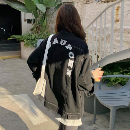 RM33747#复古刺绣牛仔外套女 新款宽松小个子夹克潮ins
