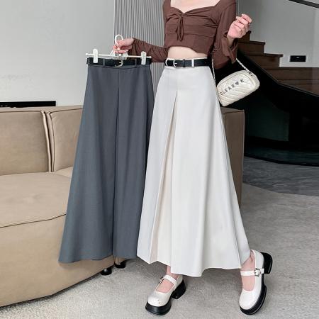 RM33762#美式复古直筒西装压褶大摆a字中长 新款高腰半身裙