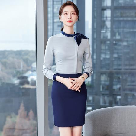 RM33905#简约纯色职业衬衣小衫女2024修身显瘦职业工作服长袖衬衫上衣春装