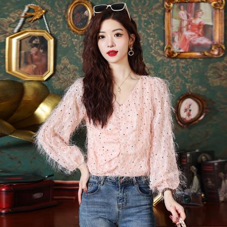 RM33969#新款轻奢名媛女装别致甜辣很仙的上衣高端时尚雪纺衫