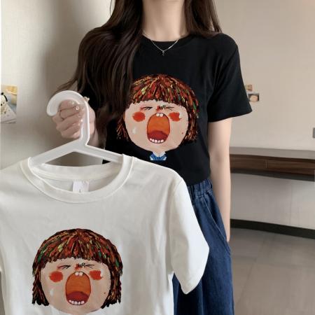 RM33972#春夏新款  40支螺纹210克92%棉 8%氨纶 短袖T恤女修身