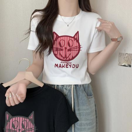 RM33973#春夏新款  40支螺纹210克92%棉 8%氨纶 短袖T恤女修身