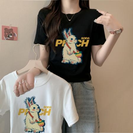 RM33976#春夏新款  40支210克92%棉 8%氨纶 正肩短袖T恤女纯棉