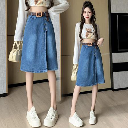 RM33986#牛仔裙半身薄款裙裤女七分裤2024年新款裤裙高腰宽松阔腿裤