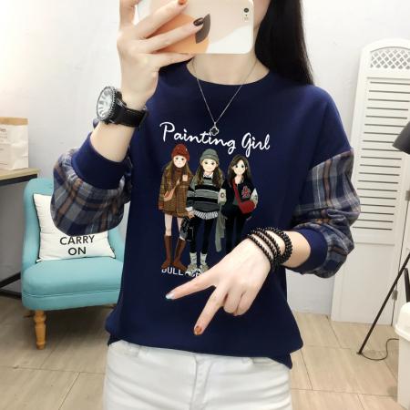 RM33992#女宽松韩版圆领大码长袖薄款上衣ins潮2024春季新款