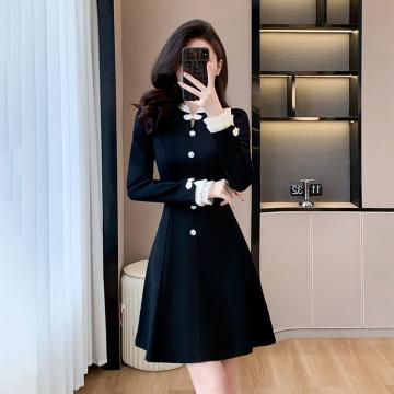 PF605#新款新中式赫本风小黑裙气质收腰显瘦高级感连衣裙
