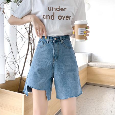 PF73#新款钱夫人家 雪梨定制个性显腿长 不规则牛仔中裤