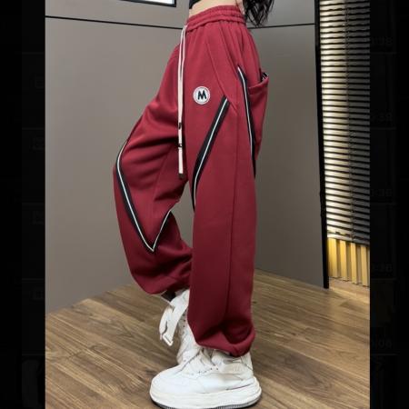 PF229#原创潮流拼色新款卫裤情侣款抽绳休闲宽松卫裤束脚裤