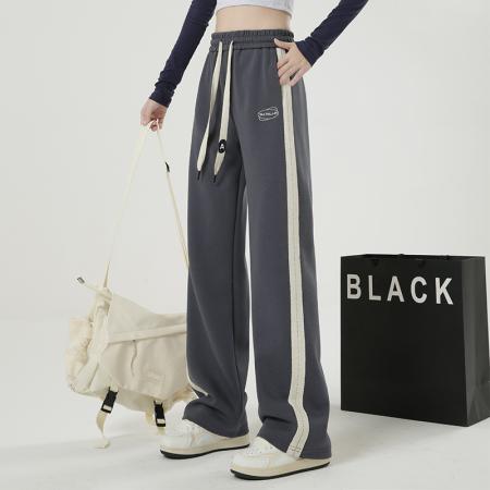 PF342#窄版阔腿裤女春秋裤子运动裤款宽松休闲直筒卫裤