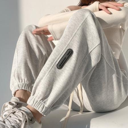 PF347#小个子运动裤女潮ins 新款休闲束脚灰色卫裤