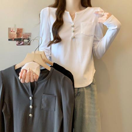 PF374#新款胖mm大码女百搭修身显瘦长袖打底衫T恤洋气上衣