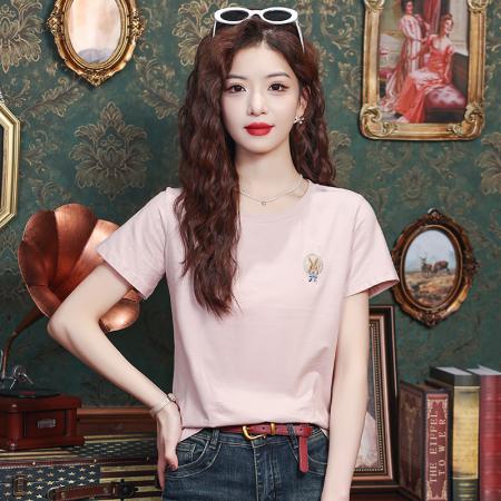 PF541#夏季薄款2024年新款绣花宽松内搭上衣女士纯棉别致半袖