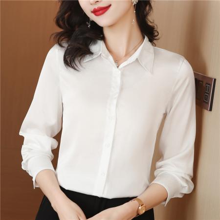PF635#新款缎面桑蚕丝上衣长袖高端大牌重磅真丝衬衫女高级感