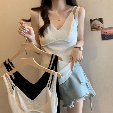 PF708#大码女装白色吊带背心春夏新款宽松遮肉坎肩无袖西装内搭上衣