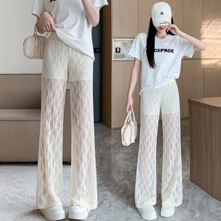 PF765#原创蕾丝长裤拖地裤宽松型百搭夏季日系休闲裤显瘦阔腿裤高腰
