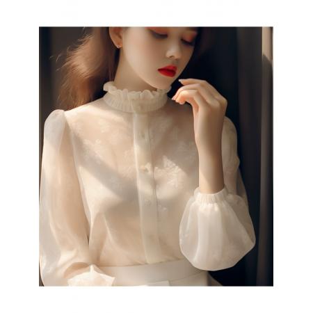 PF826#小香风白色蕾丝打底衫 别致漂亮小衫高级感内搭超仙上衣女