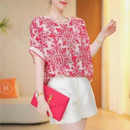 PF890#爆款 时尚气质红色船锚圆领百搭2024夏款短袖显瘦宽松T恤新款上衣