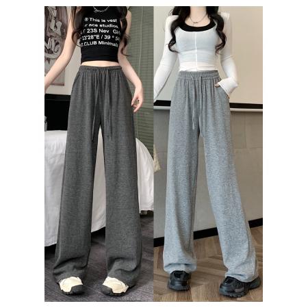 PF980#慵懒风阔腿裤女 新款高腰垂感宽松百搭直筒拖地遛弯裤