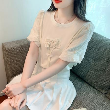 PF994#夏季新款淑女上衣花朵