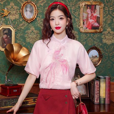 PF995#夏季新款国潮刺绣重工上衣仙气十足