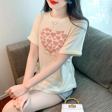 PF996#夏季新款T恤圆领甜美淑女套头标准常规短袖
