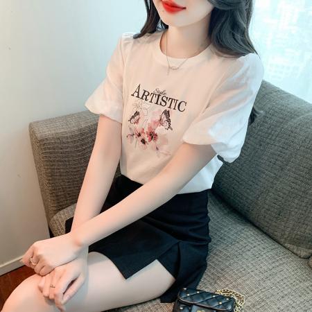 PF997#夏季新款T恤简约套头休闲纱短袖圆领