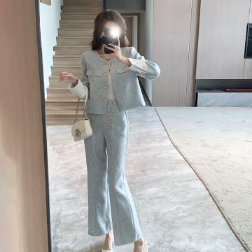 PF1157#新款韩版小香风套装女外套阔腿裤两件套