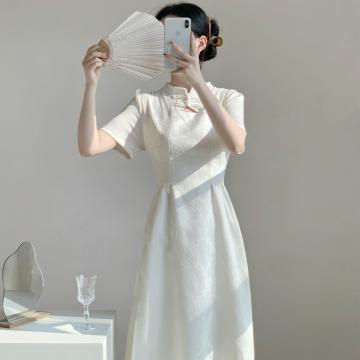 PF2252#新款新中式轻国风旗袍改良版盘气质连衣裙