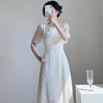 PF2255#新款温柔风仙女超仙改良旗袍高级感修身气质连衣裙