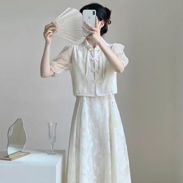 PF2256#新款新中式改良旗袍国风汉服套装设计感连衣裙