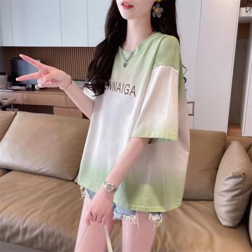 PF2667#棉夏季新款时尚休闲薄款短袖T恤女韩版宽松上衣