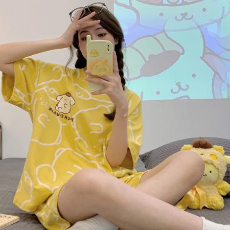 PF1089#新款睡衣女夏季短袖短裤大码外穿夏天套装家居服
