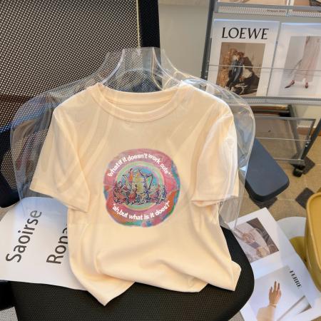 PF1188#92%棉 8%氨纶 短袖T恤女修身