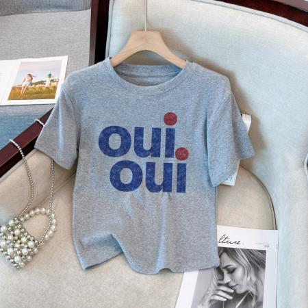 PF1191#92%棉 8%氨纶 正肩短袖T恤女纯棉