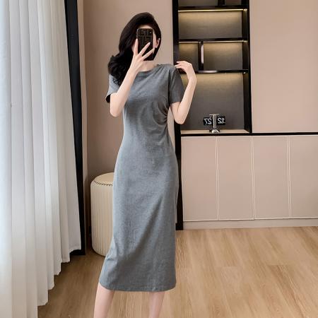 PF1195#新款小个子t恤连衣裙子女夏季茶歇法式高级感超好看长裙