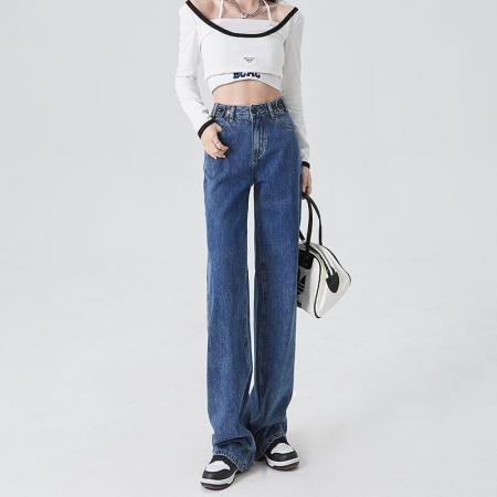 BY03# XS-2XL高腰阔腿学生牛仔裤女春夏薄款宽松显瘦垂感拖地裤