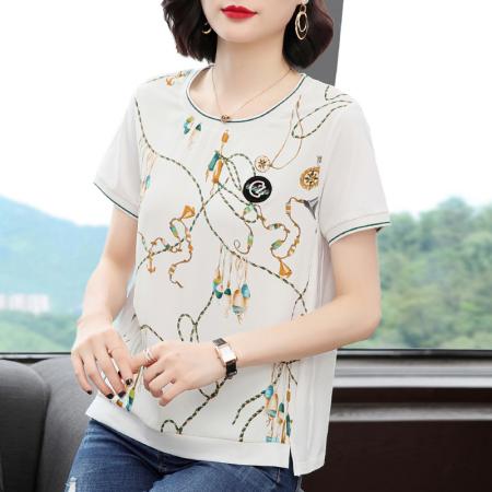 PF1218#夏装新款宽松大码女装上衣中年妈妈纯棉短袖t恤女夏小衫