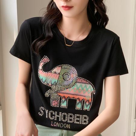 PF1229#纯棉白色短袖t恤女装 新款夏季女装宽松时尚上衣女士半袖体恤