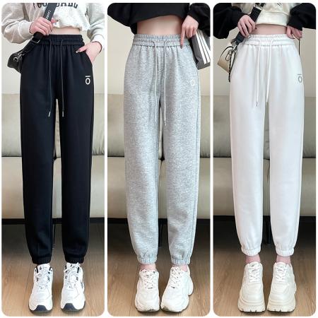 PF1351#百搭休闲大码运动裤 修身显瘦束脚松紧腰学生卫裤女