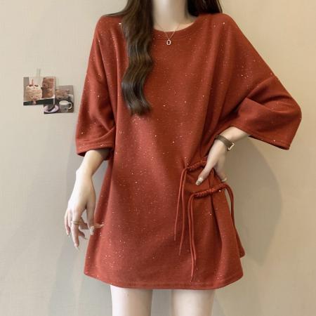 PF1353#胖MM大码女装宽松型夏季七分袖套头中国风T恤