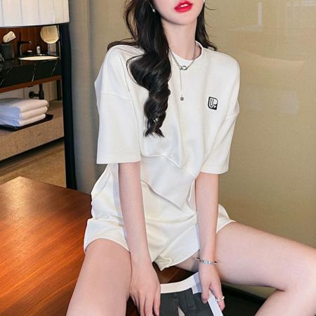 PF1373#运动休闲套装女夏季2024新款宽松显瘦洋气时髦不规则设计感两件套