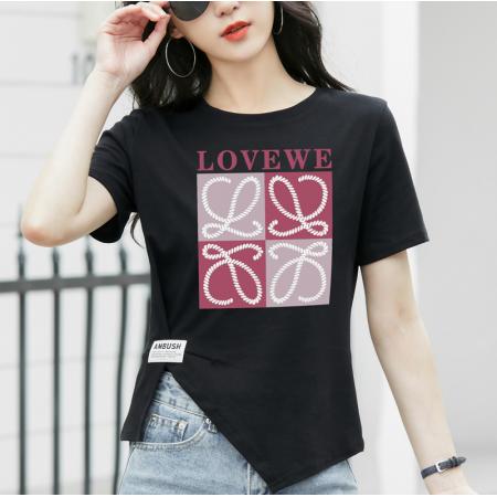 PF1442#正肩短袖t恤女夏季 新款设计感韩版洋气休闲纯棉上衣打底衫女