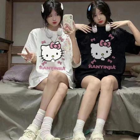 PF1467#纯棉短袖t恤女夏季上衣宽松设计感小众街头