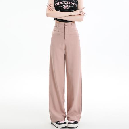 PF1543#高腰拖地休闲裤直筒宽松西装裤休闲阔腿裤女