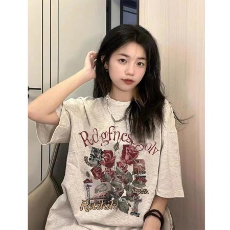 PF1546#精梳纯棉后包领有缝边S-XXXL夏装短袖T恤女