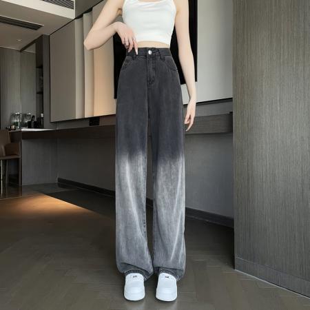 PF1556#冰丝牛仔阔腿裤女高腰显瘦垂感薄款夏天新宽松天丝直筒拖地裤