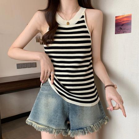 PF1585#大码女装 新款设计感外套内搭吊带背心无袖针织衫上衣