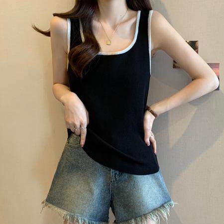 PF1586#大码女装2024春夏新款设计感外套内搭吊带背心无袖针织衫上衣