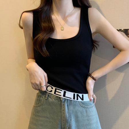 PF1587#大码女装春夏新款设计感外套内搭吊带背心无袖拼接针织衫上衣